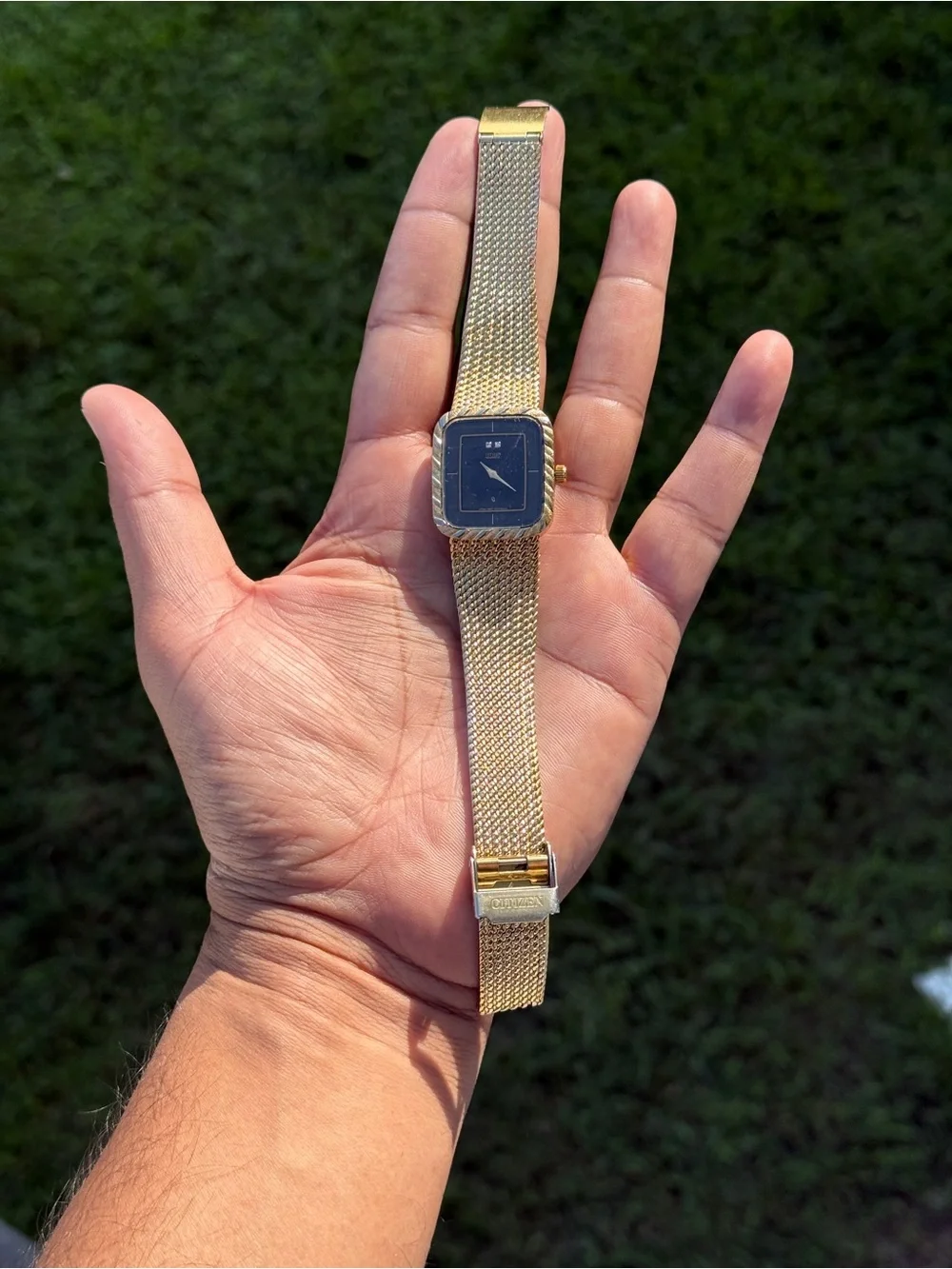CITIZEN vintage Two Diamond dials Tank Early 1980 Gold Tone(not working )